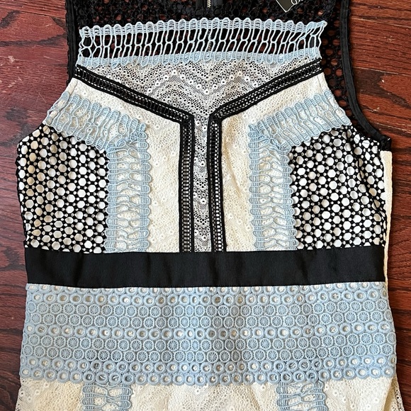 Topshop Lace and Crochet Midi Color Block Dress - Picture 5 of 9